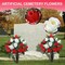 Artificial Cemetery & Memorial Flowers with Vase – Red & White Silk Rose Gravesite Bouquet, Outdoor Headstone Decoration, Long-Lasting Memorial Arrangement (2 Sets)
